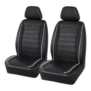 ProElite Black Low Back Faux Leather Seat Cover Set 2 Piece